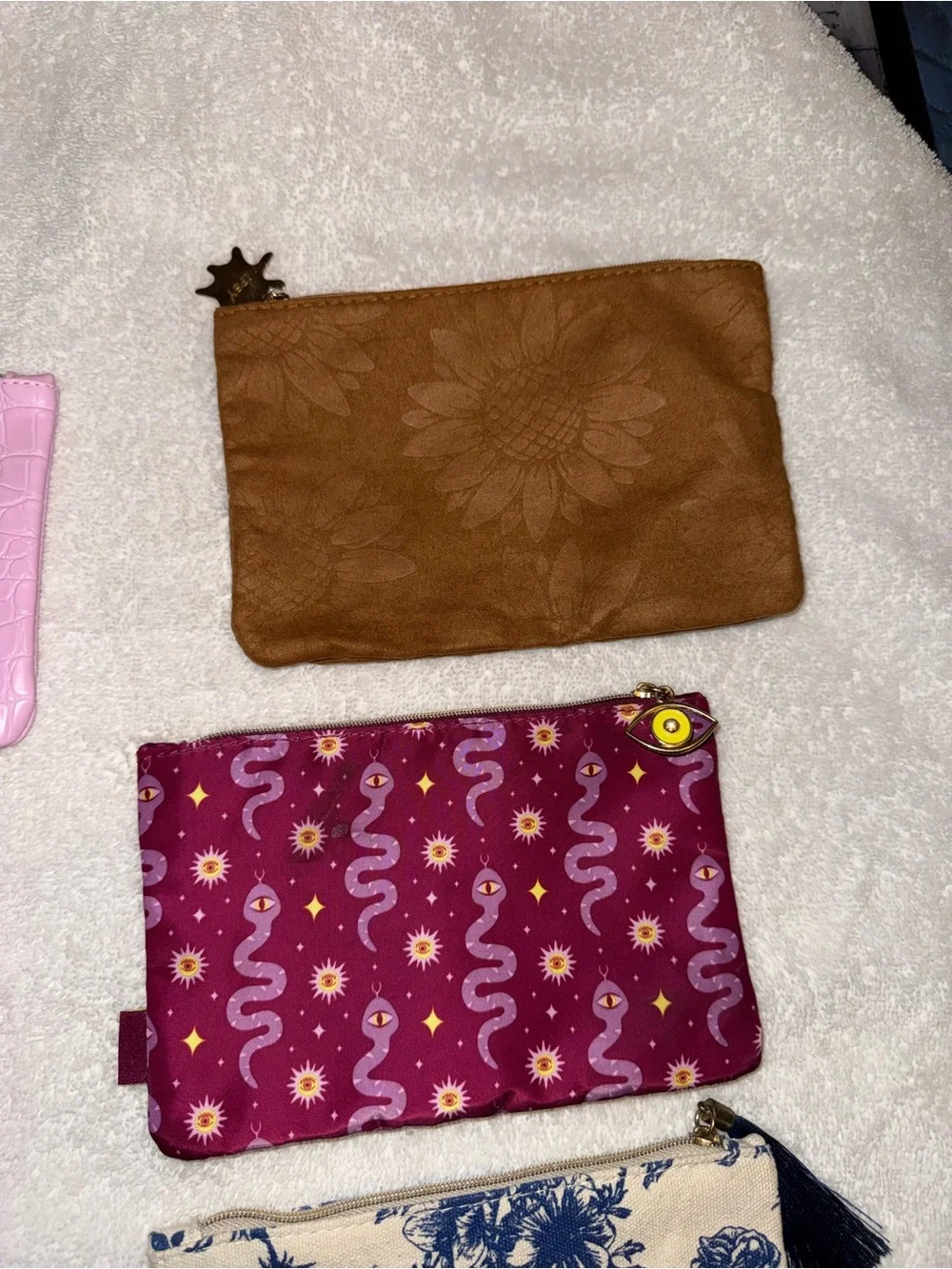 ipsy Assorted Pink, Brown, Silver & Blue Cosmetic Pouches Set
